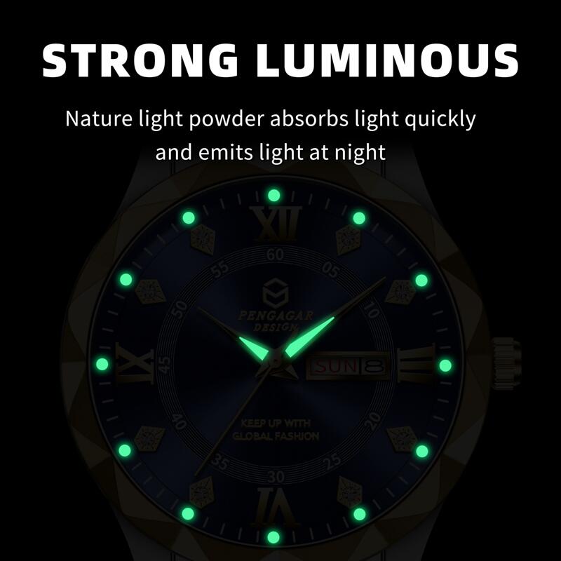 Luxury Waterproof Mens Watch With Date Week Display Luminous Quartz Wristwatch For Casual Formal 3
