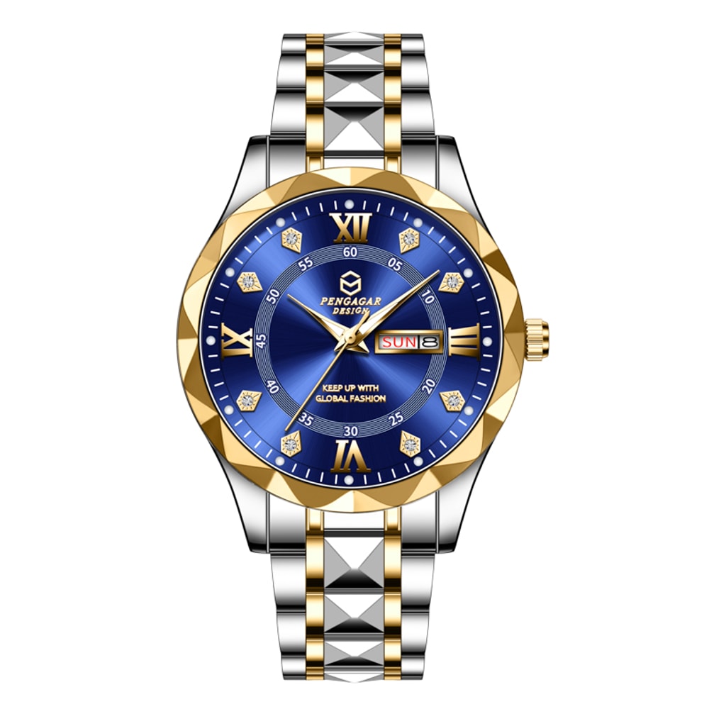 Luxury Waterproof Mens Watch With Date Week Display Luminous Quartz Wristwatch For Casual Formal 5