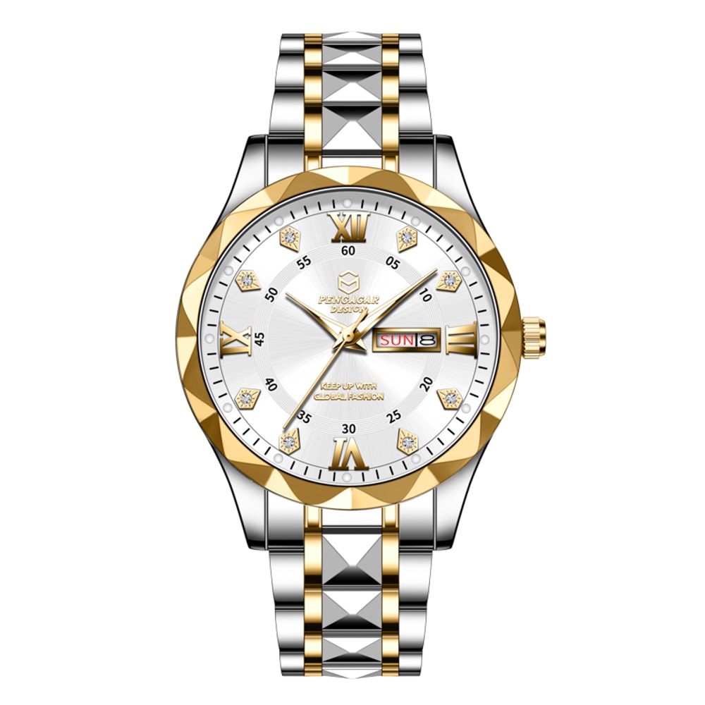 Luxury Waterproof Mens Watch With Date Week Display Luminous Quartz Wristwatch For Casual Formal 6