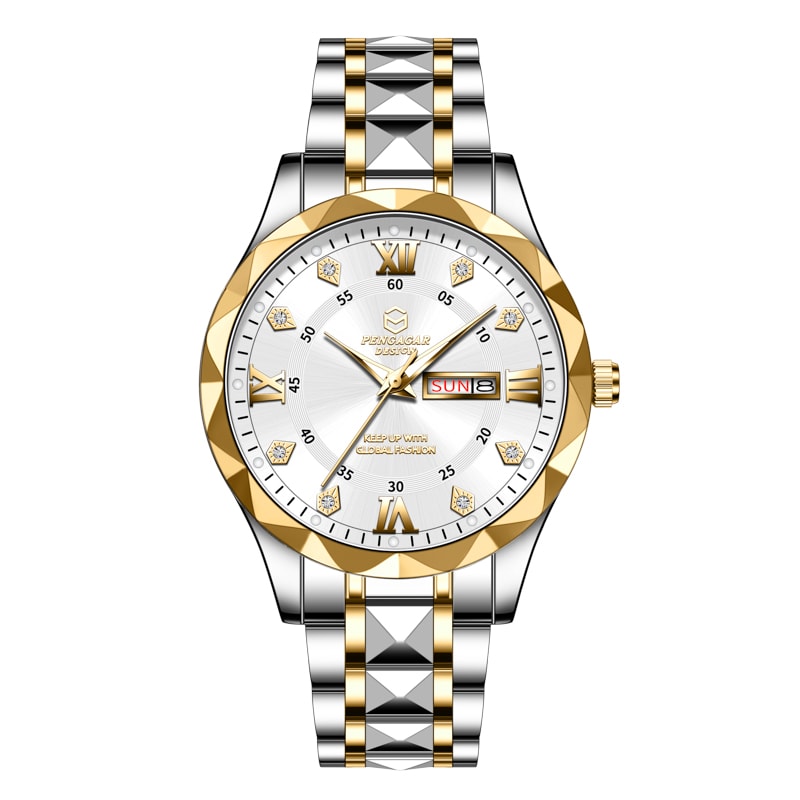 Luxury Waterproof Mens Watch With Date Week Display Luminous Quartz Wristwatch For Casual Formal 6