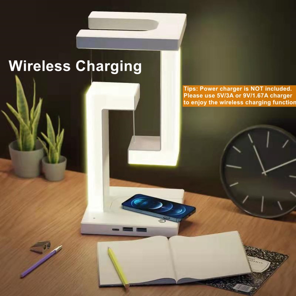 Floating Desk Lamp with Wireless Charger