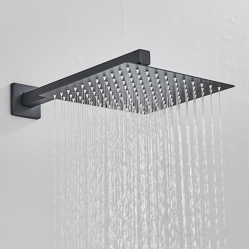 Black Concealed Shower System With Rain Waterfall And Tub Spout 1