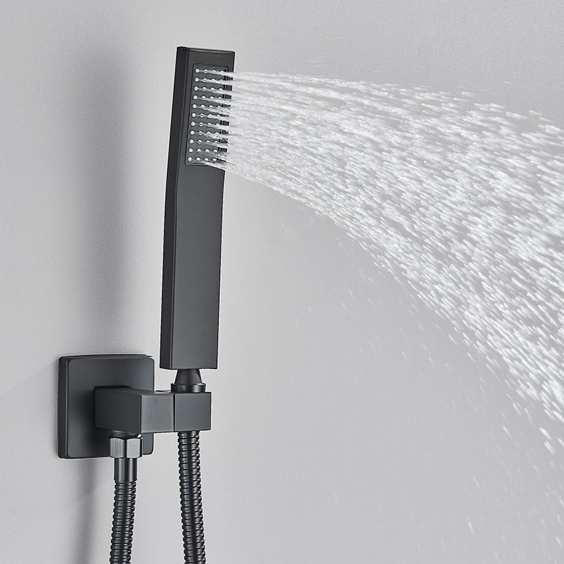Black Concealed Shower System With Rain Waterfall And Tub Spout 2