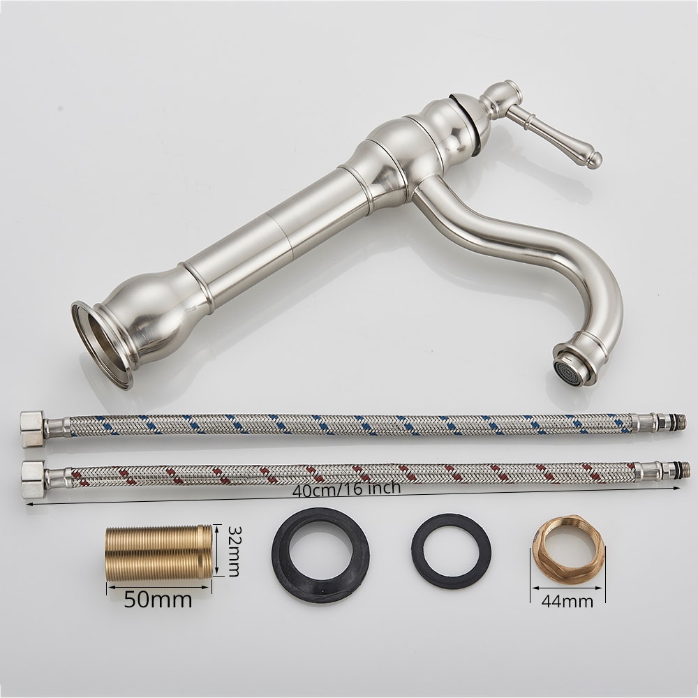 Nickel Brushed Bathroom Sink Faucet Single Handle Swivel Spout Basin Mixer Tap Deck Mounted Bath Ba 4