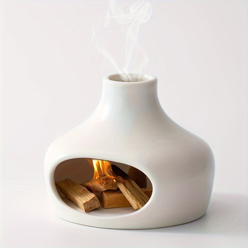 Elegant Ceramic Palo Santo & Sage Burner with Chimney, Perfect for Meditation, Yoga, Aromatherapy, Ideal Home Decor Gift