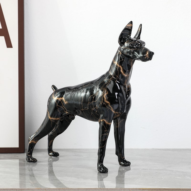 Creative Painted Graffiti Doberman Dog Statue Unique Home Entrance And Office Decor Resin Craft For 5