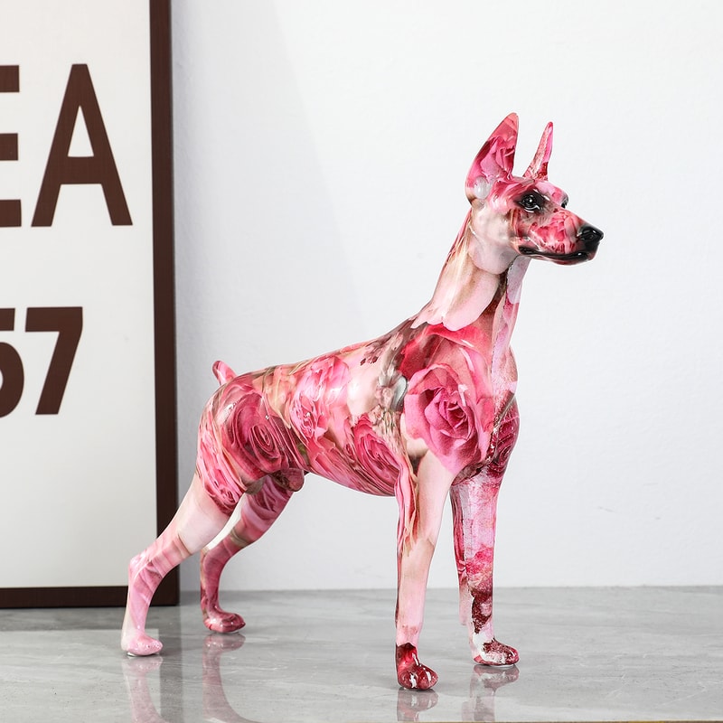 Creative Painted Graffiti Doberman Dog Statue Unique Home Entrance And Office Decor Resin Craft For 3