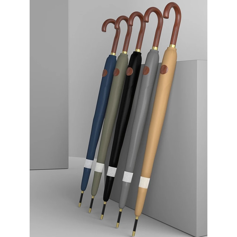 Large Windproof Golf Umbrella With Wooden Handle Japanese Style Rain Umbrella For Men Women 0
