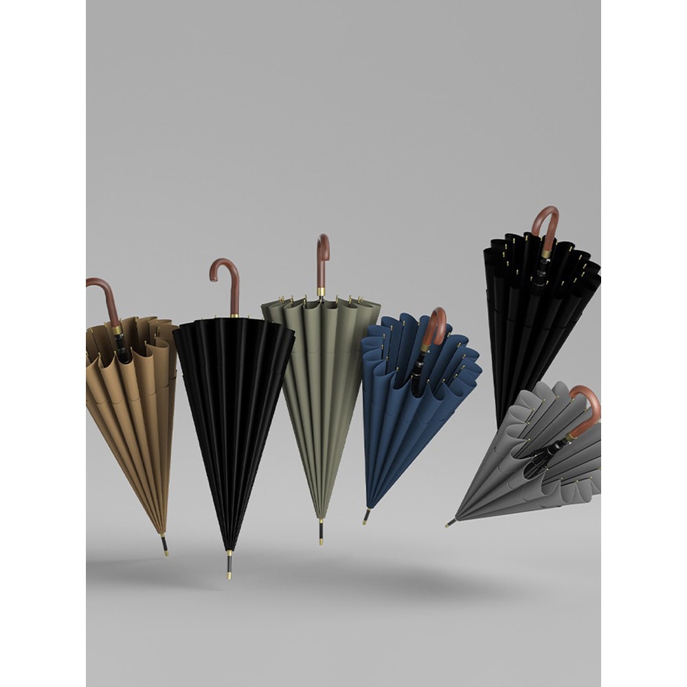 Large Windproof Golf Umbrella With Wooden Handle Japanese Style Rain Umbrella For Men Women 2
