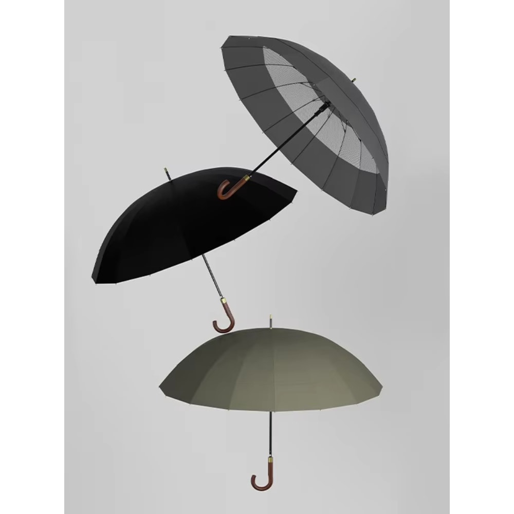 Large Windproof Golf Umbrella With Wooden Handle Japanese Style Rain Umbrella For Men Women 3