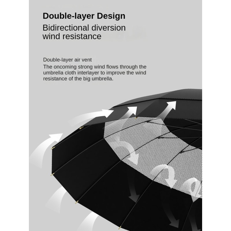 Large Windproof Golf Umbrella With Wooden Handle Japanese Style Rain Umbrella For Men Women 4