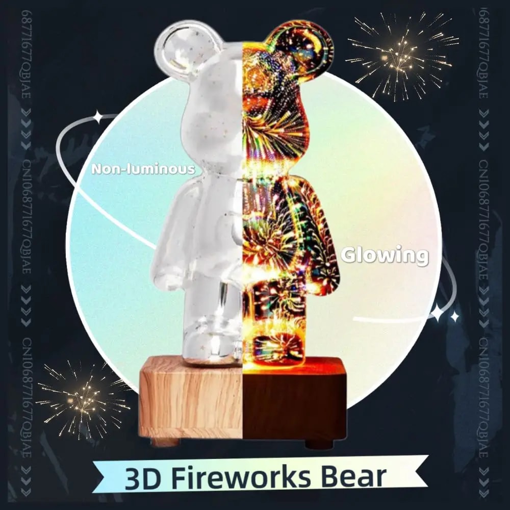 LED 3D Bear Night Light USB Nightlight For Kids Bedroom Room Decoration 2