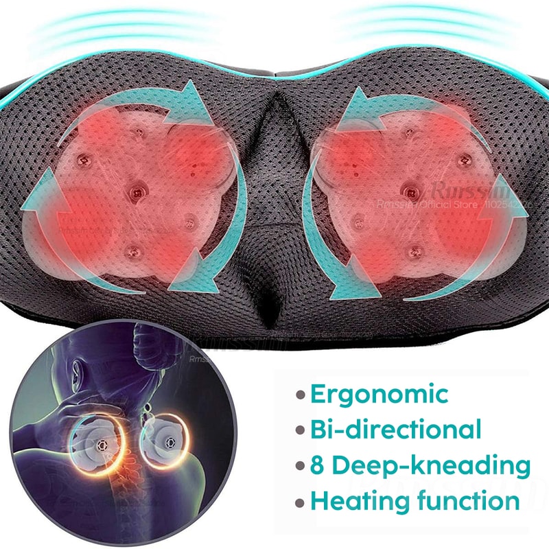 Heated Neck And Shoulder Massager Deep Kneading Electric Massage Pillow For Neck Waist And Leg Reli 1