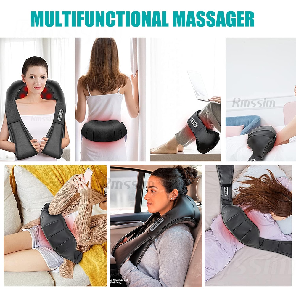 Heated Neck And Shoulder Massager Deep Kneading Electric Massage Pillow For Neck Waist And Leg Reli 4