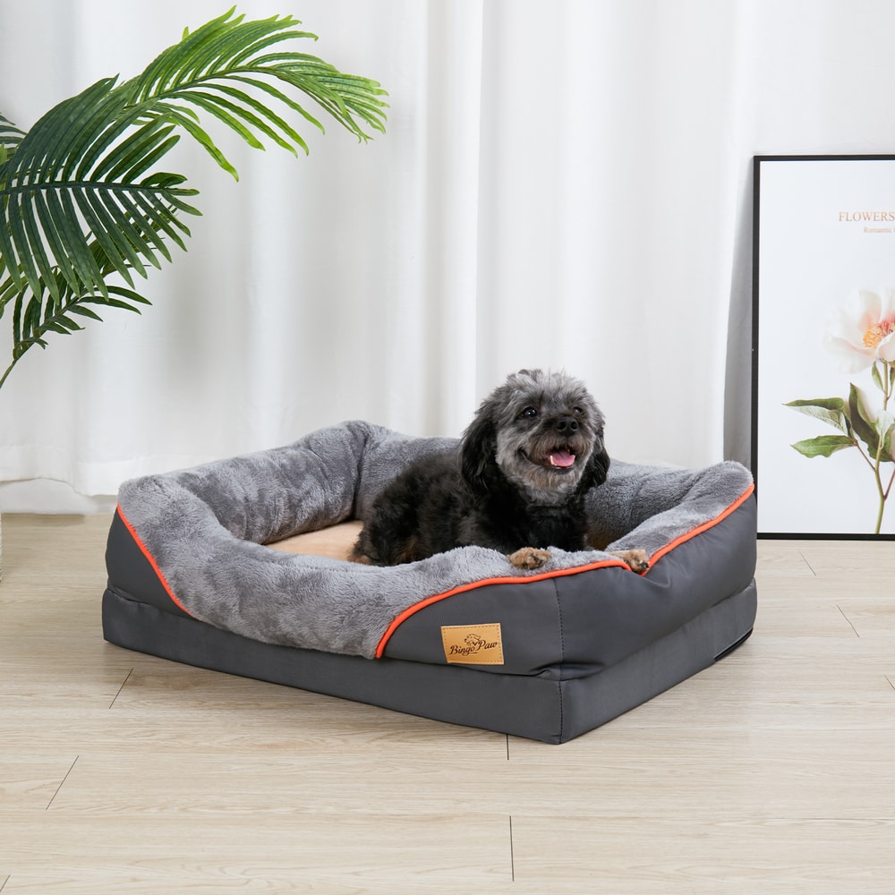 Super Soft Orthopedic Foam Dog Bed with Removable Cover & Cotton-padded Bolster