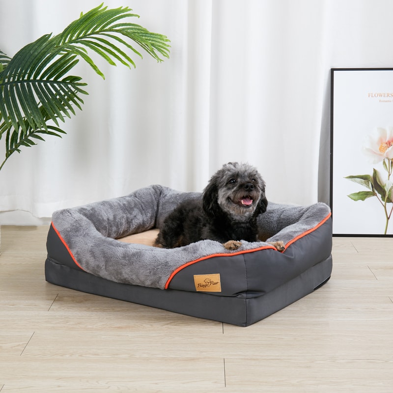 Super Soft Orthopedic Foam Dog Bed with Removable Cover & Cotton-padded Bolster