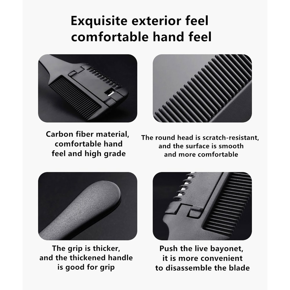 Carbon Fiber Hair Comb With Razor Blades Professional Salon Hairdressing Brush For DIY Styling 4