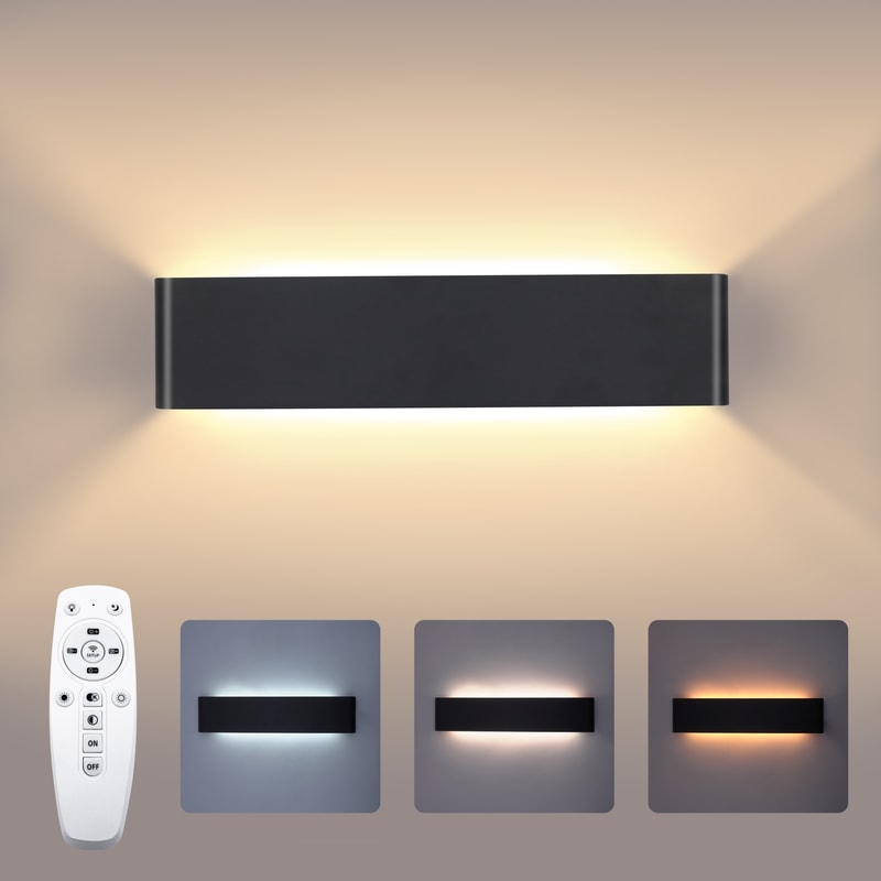Remote Control LED Wall Lamp, Modern Dimmable Indoor Wall Light with LED Plate