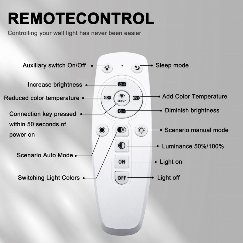 Remote Control LED Wall Lamp, Modern Dimmable Indoor Wall Light with LED Plate