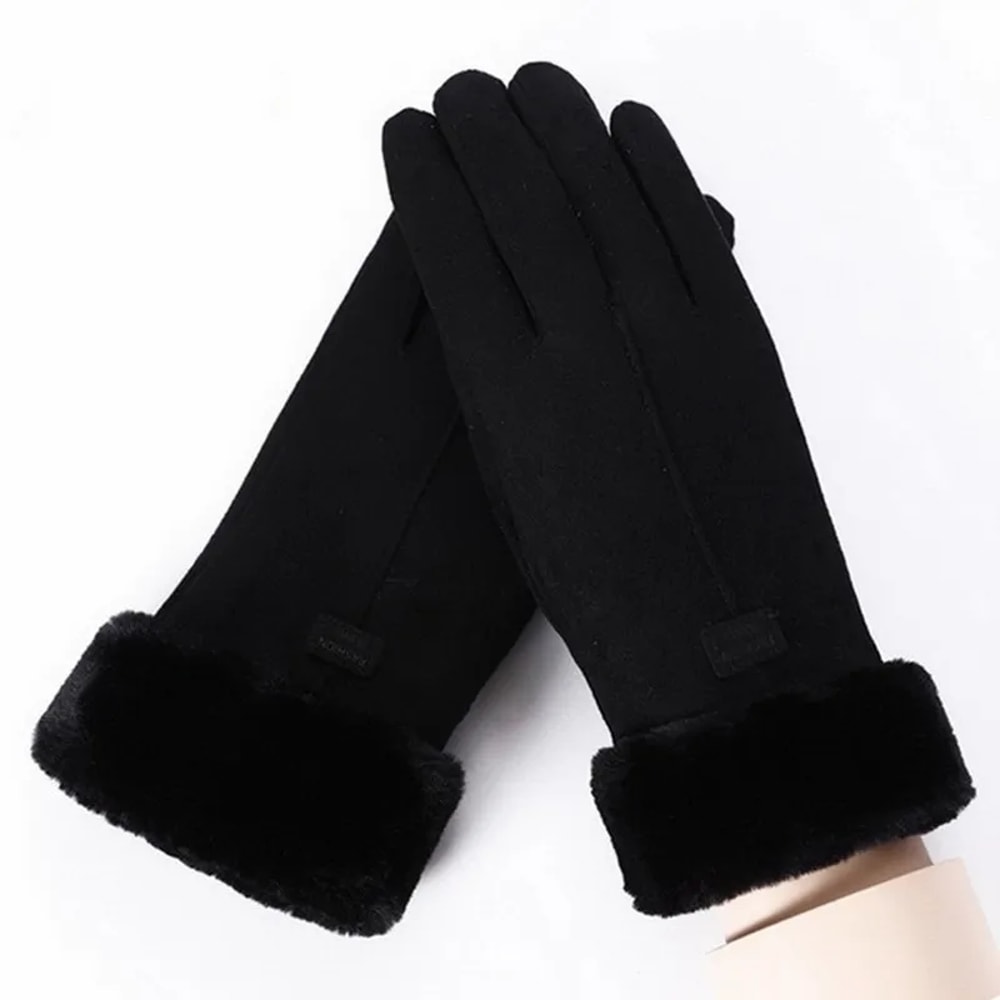 Women Winter Suede Touchscreen Gloves Plush Warm Driving Cycling Mittens 4