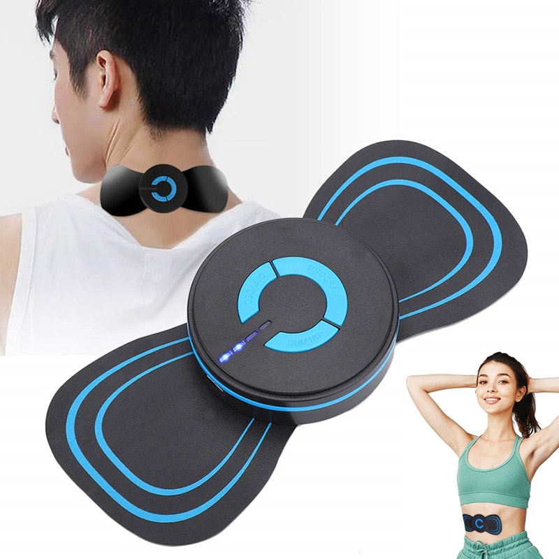 Mini Meridian Neck Massager, Portable EMS Lymphatic Drainage Pad for Muscle Pain Relief & Cervical Therapy