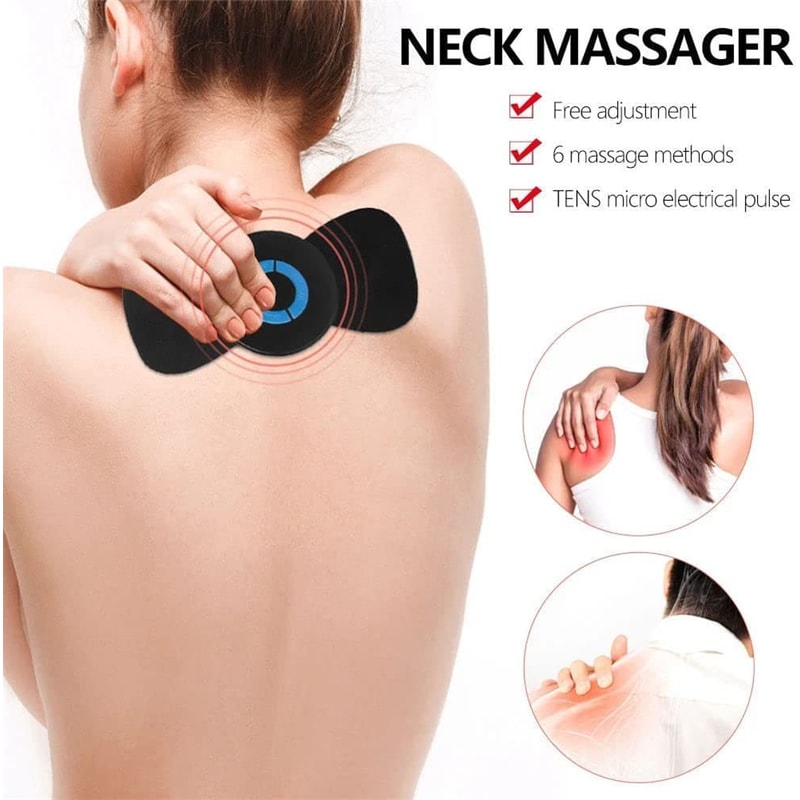 Mini Meridian Neck Massager, Portable EMS Lymphatic Drainage Pad for Muscle Pain Relief & Cervical Therapy