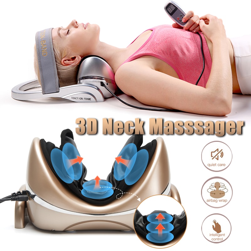 Electric Neck Massager, Vibration Heat & Air Compression Pillow for Cervical Pain Relief