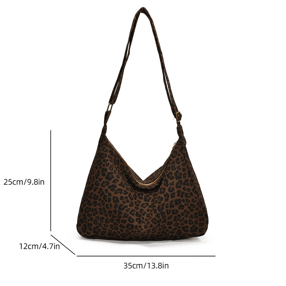 Trendy Casual Soft Textile Womens Shoulder Bag Leopard Print Crossbody 5