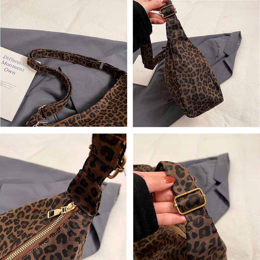 Trendy Casual Soft Textile Womens Shoulder Bag Leopard Print Crossbody 1