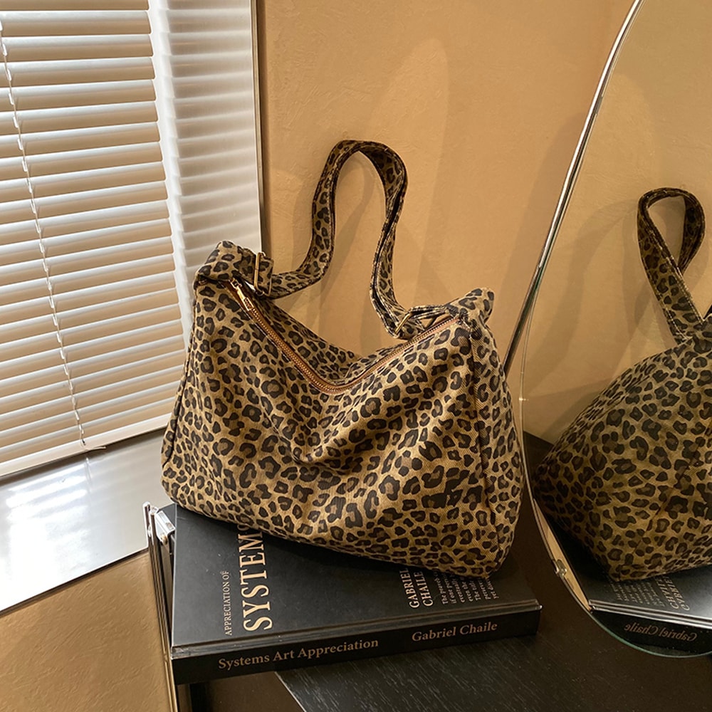 Trendy Casual Soft Textile Womens Shoulder Bag Leopard Print Crossbody 6