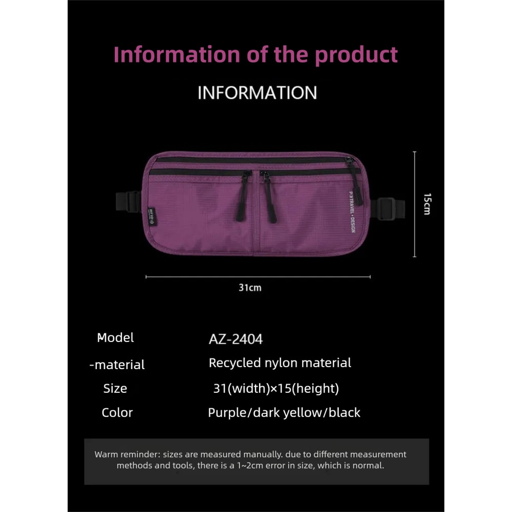 Waterproof RFID Blocking Travel Money Belt Waist Bag Secure AntiTheft Passport Holder Hidden Pocke 5