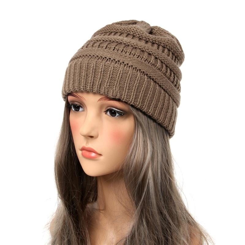 Trendy Cable Knit Knitted Beanie Hat For Women Soft Warm Stylish Winter Cap 2