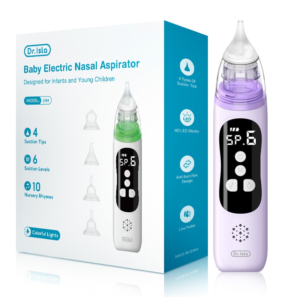 Baby Electric Nasal Aspirator with 6 Suction Modes & Soothing Music, Food Grade Silicone Mouthpiece