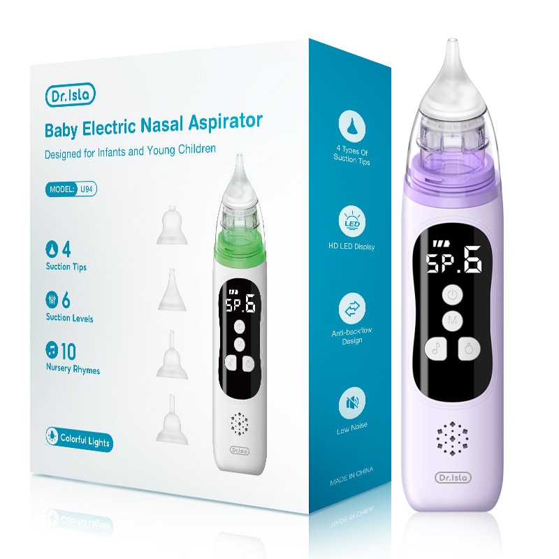 Baby Electric Nasal Aspirator with 6 Suction Modes & Soothing Music, Food Grade Silicone Mouthpiece