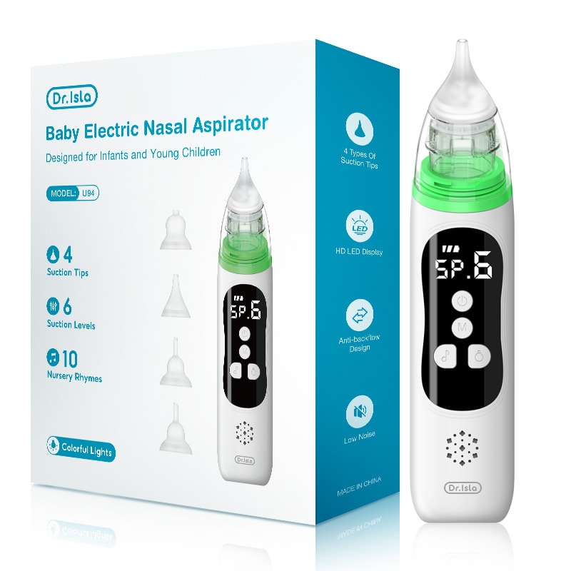 Baby Electric Nasal Aspirator with 6 Suction Modes & Soothing Music, Food Grade Silicone Mouthpiece