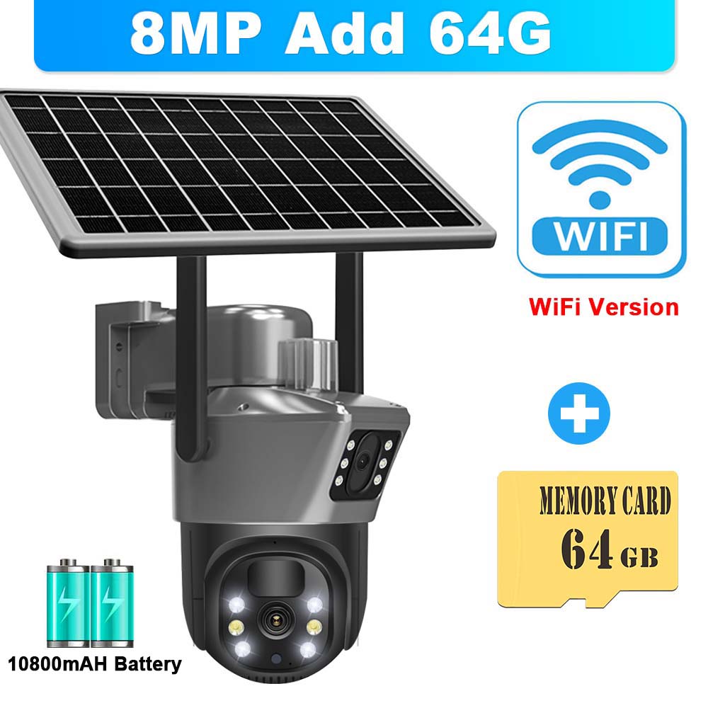 WiFi Solar Camera Wireless Outdoor CCTV Surveillance With Dual Lens PTZ Solar Panel 7