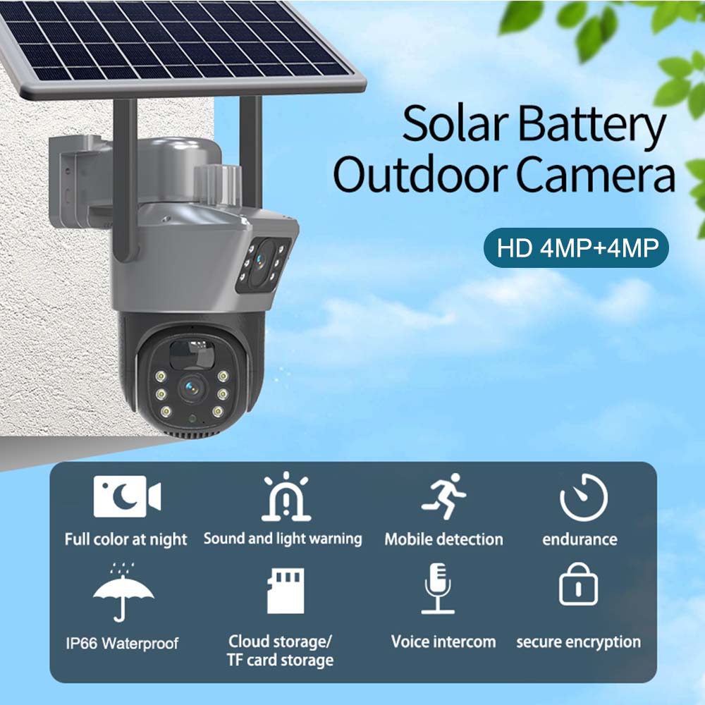 WiFi Solar Camera Wireless Outdoor CCTV Surveillance With Dual Lens PTZ Solar Panel 2