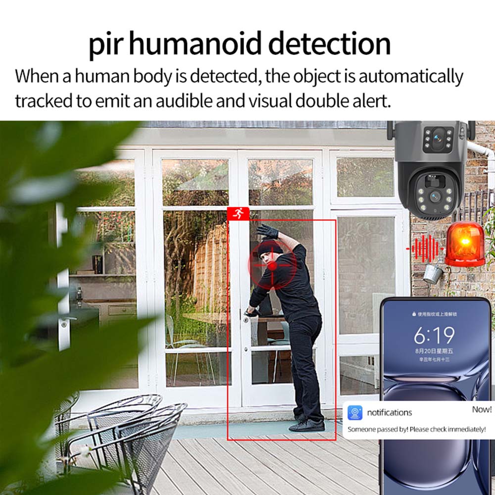 WiFi Solar Camera Wireless Outdoor CCTV Surveillance With Dual Lens PTZ Solar Panel 5