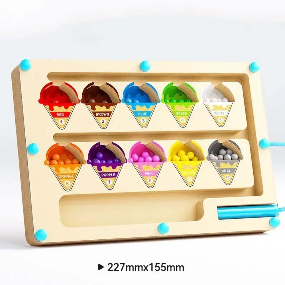 Montessori Magnetic Color Sorting Maze Board For Kids Sensory Educational Toy With Beads Wooden Co 6