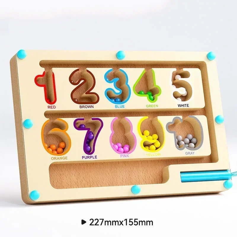 Montessori Magnetic Color Sorting Maze Board For Kids Sensory Educational Toy With Beads Wooden Co 9