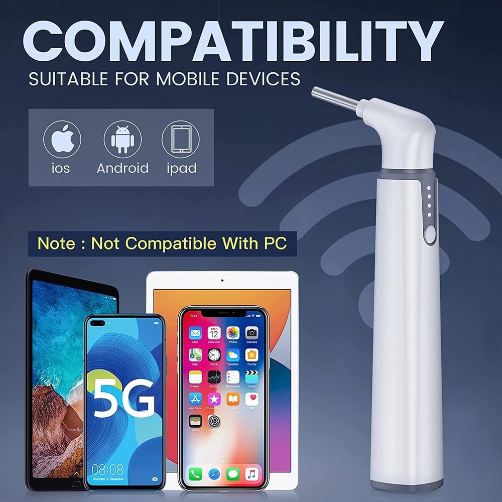 Wireless Otoscope Ear Camera with HD WiFi & Dual View, Ideal for Kids & Adults