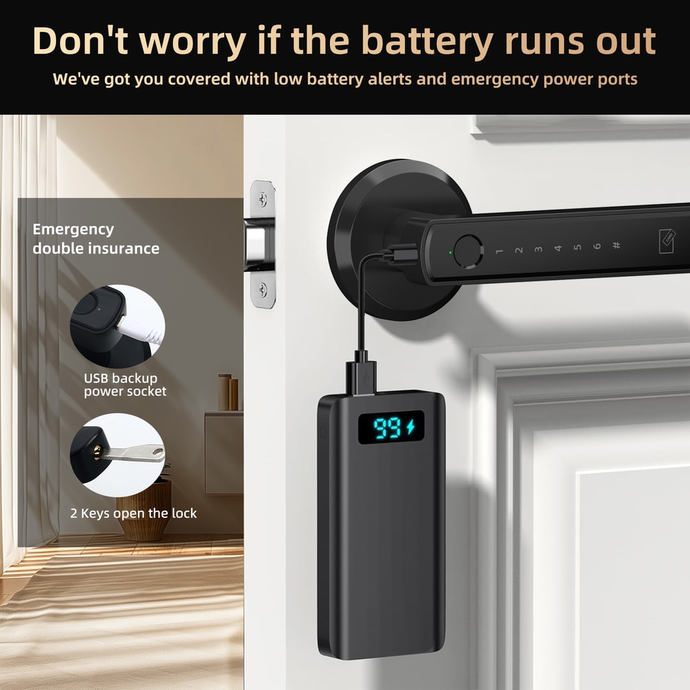 Smart Fingerprint Door Lock with App Control & Touchscreen Keypad, Secure & Convenient Keyless Entry