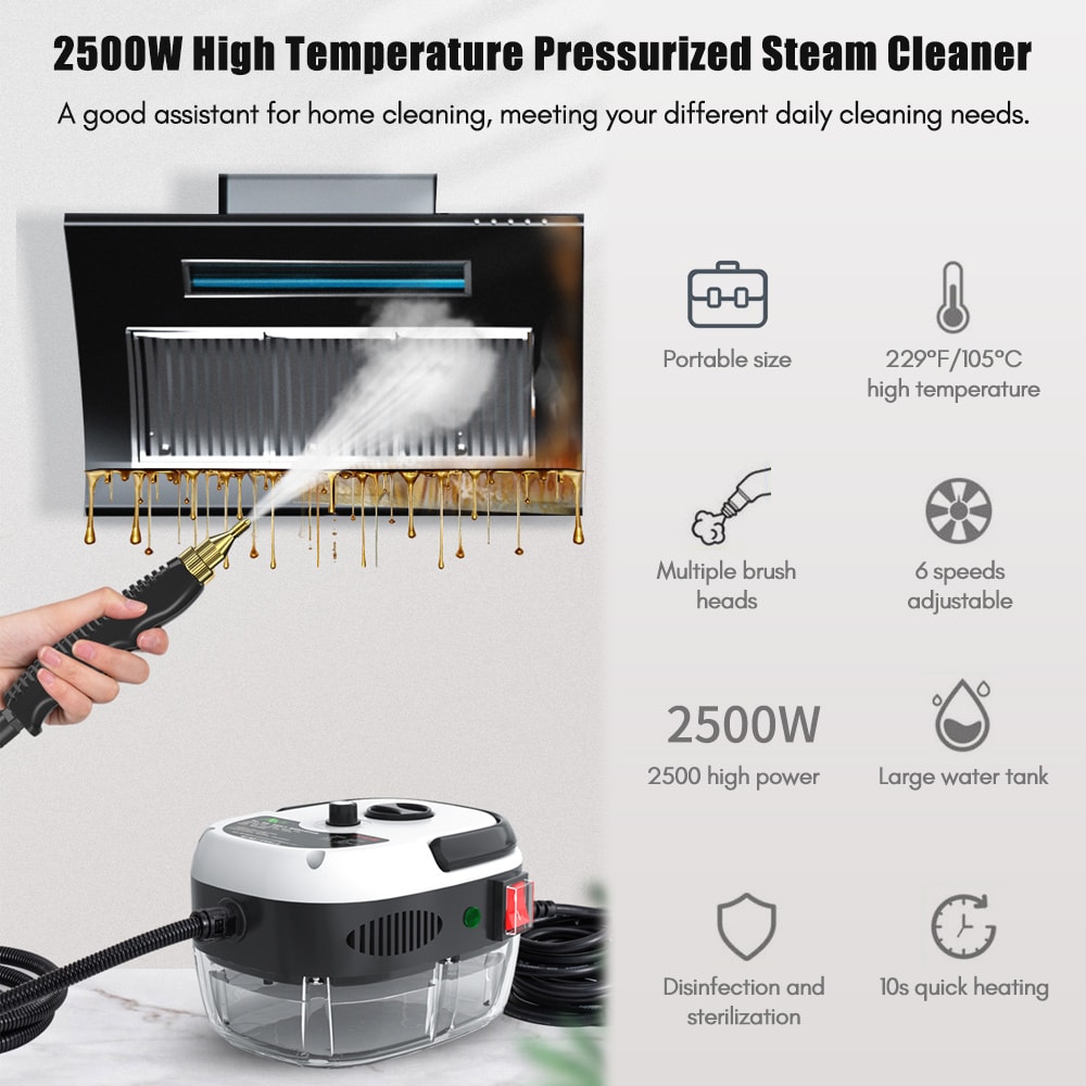 Portable Handheld Steam Cleaner High Temperature Pressurized Steam Cleaning Machine With Brush Head 1