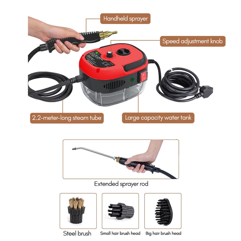 Portable Handheld Steam Cleaner High Temperature Pressurized Steam Cleaning Machine With Brush Head 4