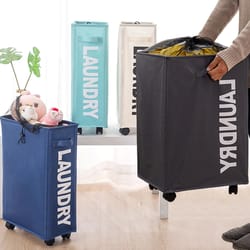 large capacity laundry basket with wheels, waterproof foldable storage bag for yoga mats & dirty clothes