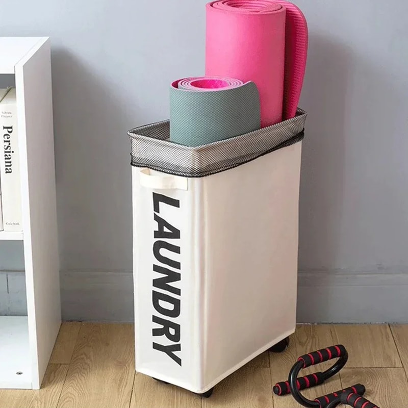 Large Capacity Laundry Basket With Wheels Waterproof Foldable Storage Bag For Yoga Mats Dirty Clot 1