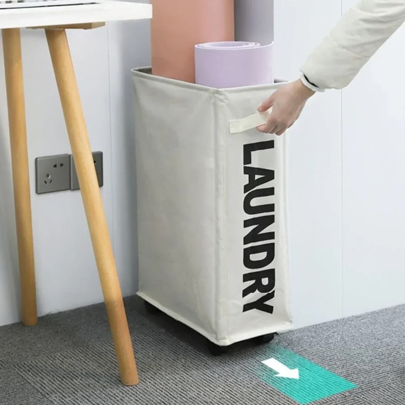 Large Capacity Laundry Basket With Wheels Waterproof Foldable Storage Bag For Yoga Mats Dirty Clot 4