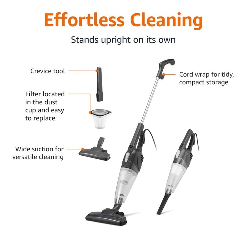 2-in-1 Corded Stick Vacuum Cleaner, Lightweight, Handheld & Washable Filter