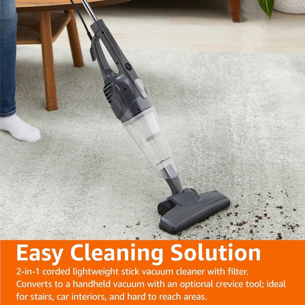 2-in-1 Corded Stick Vacuum Cleaner, Lightweight, Handheld & Washable Filter