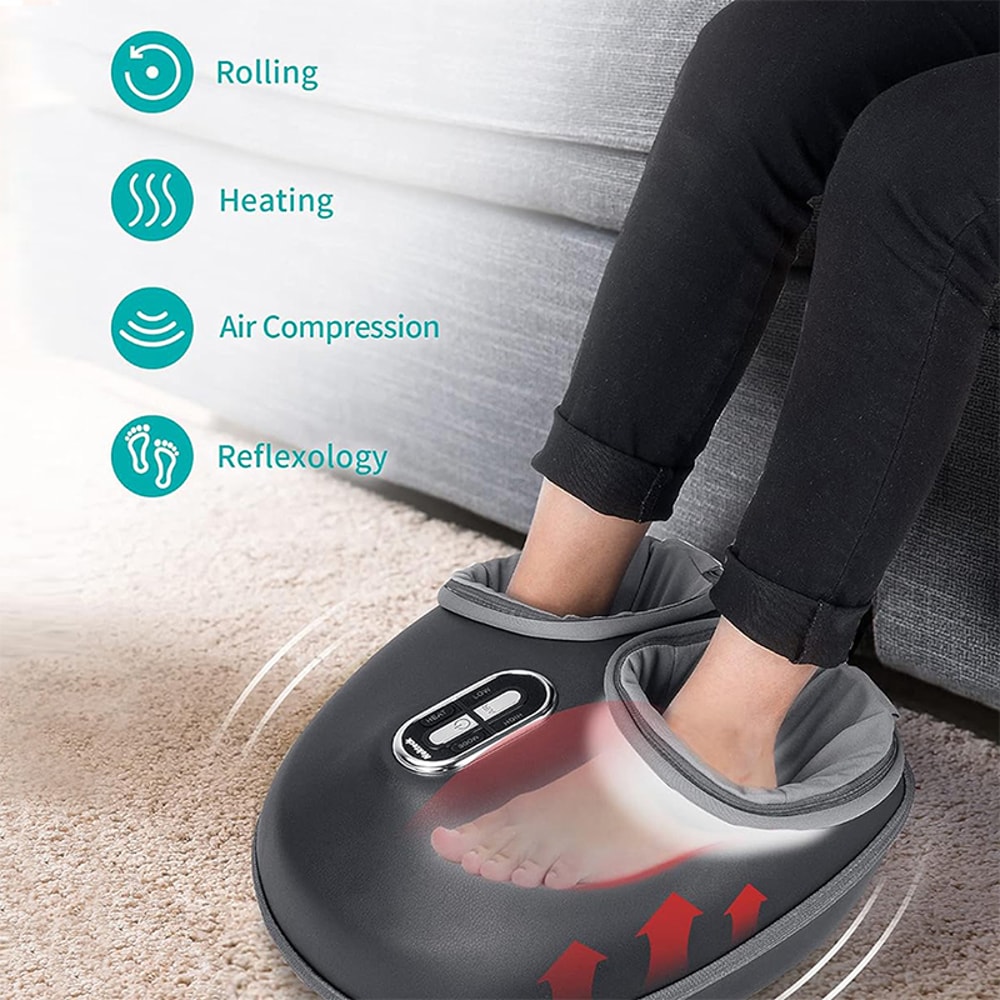 Electric Shiatsu Foot Massager With Heating Therapy Air Compression Muscle Relaxation Stress Reli 0